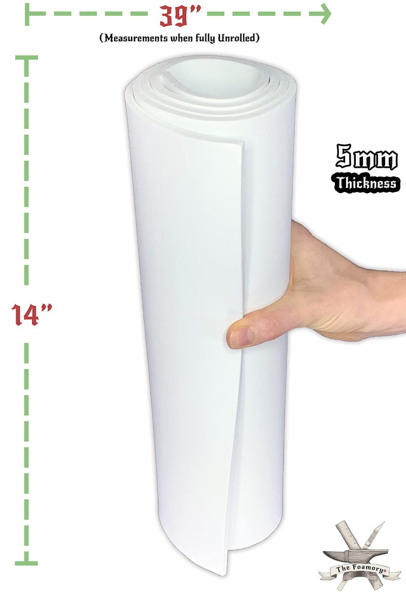 The Foamory Shape Retention EVA Cosplay Foam 5mm (1mm-10mm) 14x39 inch White or Black High Density EVA Foam Sheets. Premium 85 kg/m3 Heat Shape Material for DIY Convention or Halloween Costumes by The Foamory - Image 4