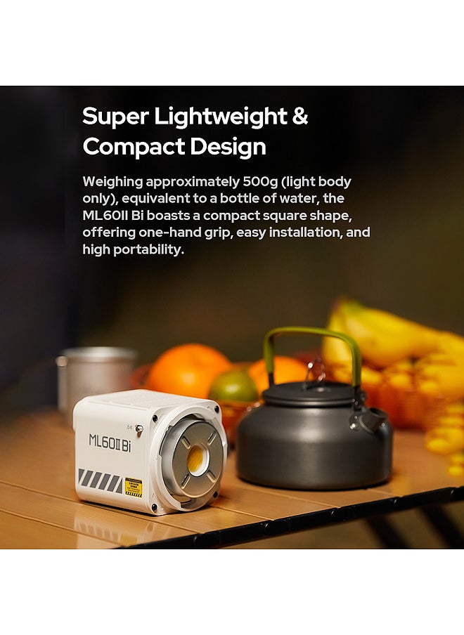 Godox - ML60II Bi 70W Video Light Bi-Color Photography Light 2800K-6500K Dimmable CRI≥96 with Mount COB Bead 11 Lighting Scene Effects 2.4G Wireless System - Image 1