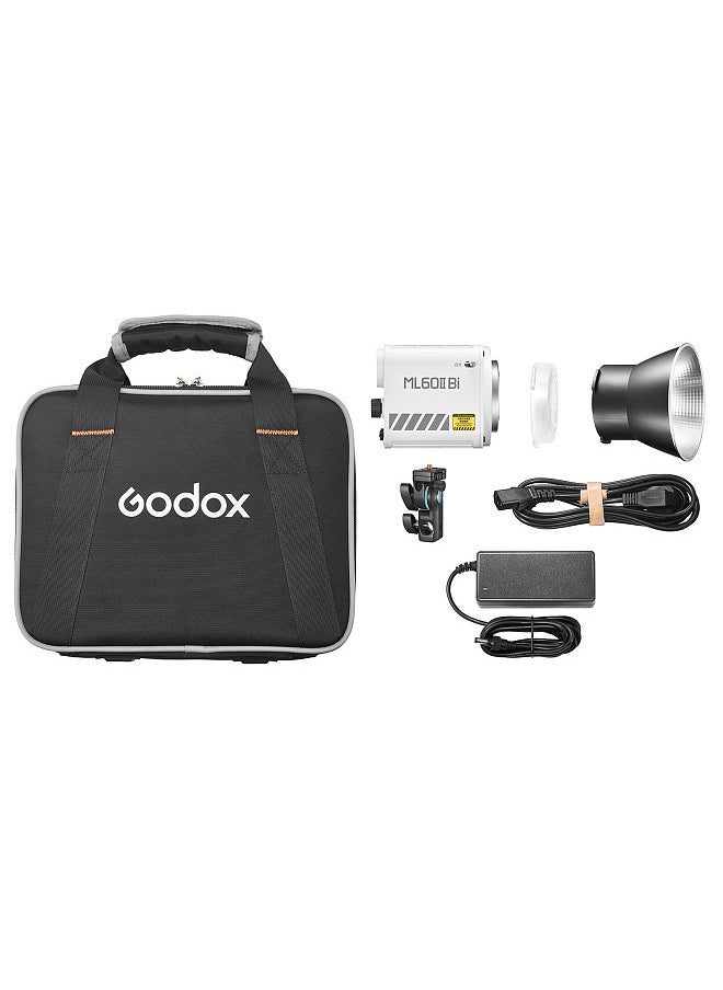 Godox - ML60II Bi 70W Video Light Bi-Color Photography Light 2800K-6500K Dimmable CRI≥96 with Mount COB Bead 11 Lighting Scene Effects 2.4G Wireless System - Image 1