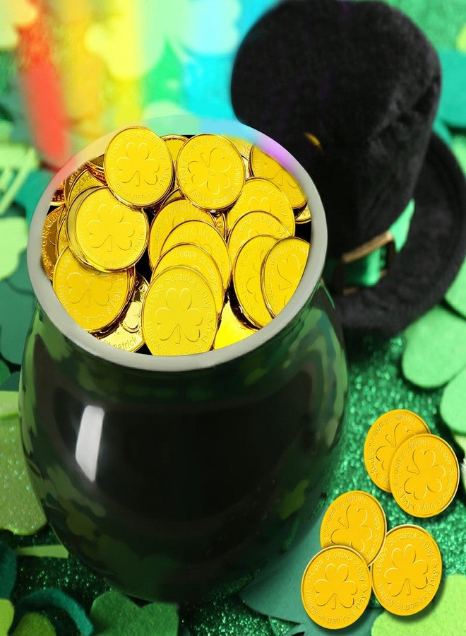 Yoblink Gold Coins St Patricks Day,Gold Coins Plastic, Shamrock St Patricks Day Coins,100Pcs Gold Plastic Coins - Image 5
