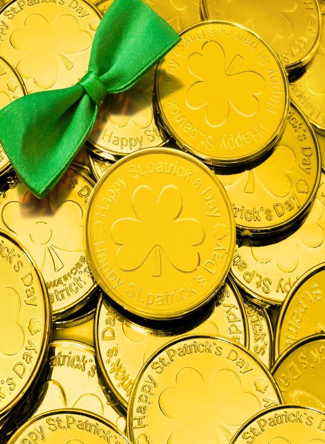 Yoblink Gold Coins St Patricks Day,Gold Coins Plastic, Shamrock St Patricks Day Coins,100Pcs Gold Plastic Coins - Image 4