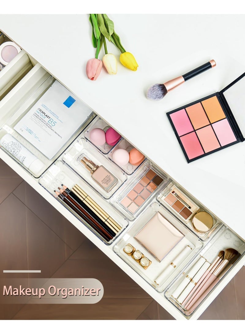 7-Pack Drawer Organizer Set, Multi-Purpose Clear Storage Boxes for Jewelry, Kitchen Tools, and Office Accessories - Image 4