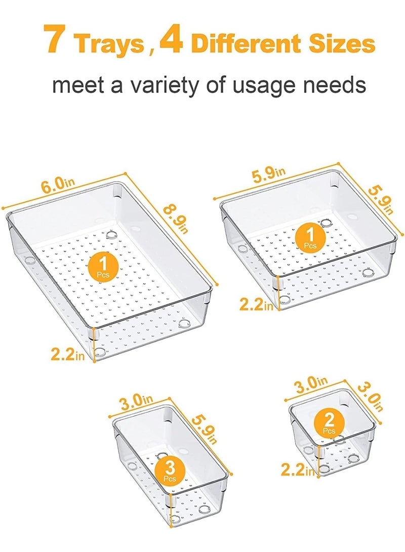 7-Pack Drawer Organizer Set, Multi-Purpose Clear Storage Boxes for Jewelry, Kitchen Tools, and Office Accessories - Image 5