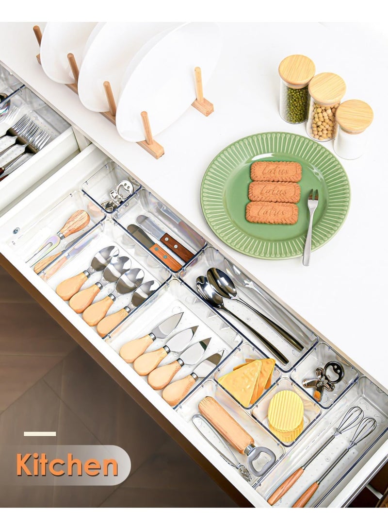 7-Pack Drawer Organizer Set, Multi-Purpose Clear Storage Boxes for Jewelry, Kitchen Tools, and Office Accessories - Image 2