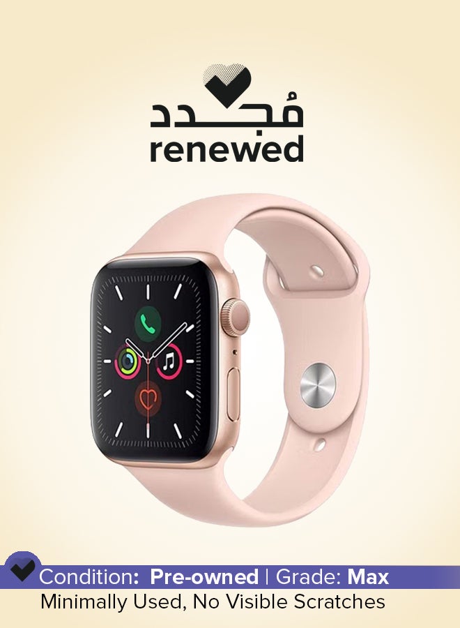 ابل  تم تجديده - ساعة سيريس 5 40 مم، هيكل من الألومنيوم مع نظام تحديد المواقع العالمي (GPS) وسوار رياضي باللون الوردي الرملي - Image 1