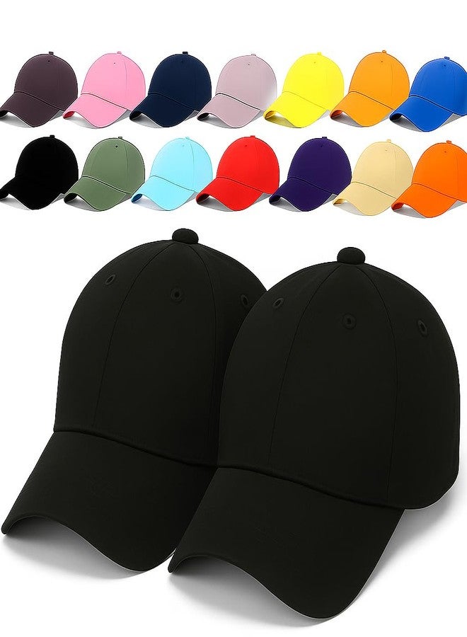 ENCIGER Unisex Adjustable Baseball Cap Pack of 2 - Solid Color, Breathable, Stylish Cotton Caps for Men & Women - Outdoor Sports, Travel, Casual Wear (Black) - Image 1