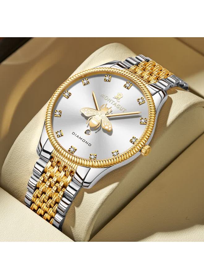 Montagut Men's Bumblebee Couple Watch, Men's Diamond-studded Fashion Casual Business Light Luxury Couple Watch, Spring Festival Gift