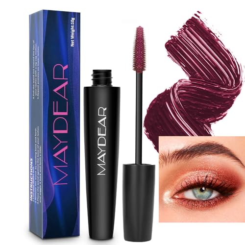 Maydear Burgundy Mascara for Eyelashes Waterproof Colored Long Lasting Smudgeproof for Women Fast Dry Lengthening Eye Makeup Party Dark Purple - Image 5