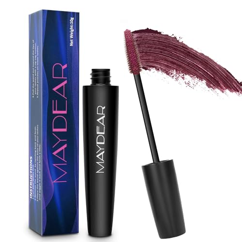 Maydear Burgundy Mascara for Eyelashes Waterproof Colored Long Lasting Smudgeproof for Women Fast Dry Lengthening Eye Makeup Party Dark Purple - Image 2