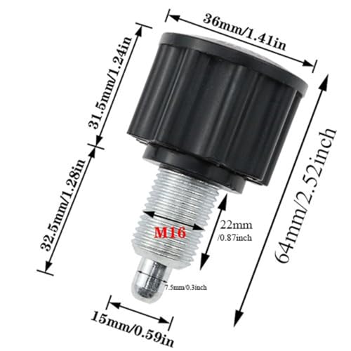 AYLIFU M16 Pop Pull Pin Knob Adjustment Fitness Pop Pull Pin Knob for Fitness Equipment,64×36.2mm/2.52×1.42inch, Bicycle Equipment, Black 2PCS - Image 2