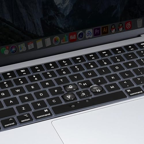 Oaky Keyboard Protector for 2021-2024 Release MacBook Air 13.6 inch [A3113 A2681 M2/M3] & MacBook Air 15.3 inch [A3114 A2941 M2/M3] Keyboard Skin Cover - Silicon Black - Image 5