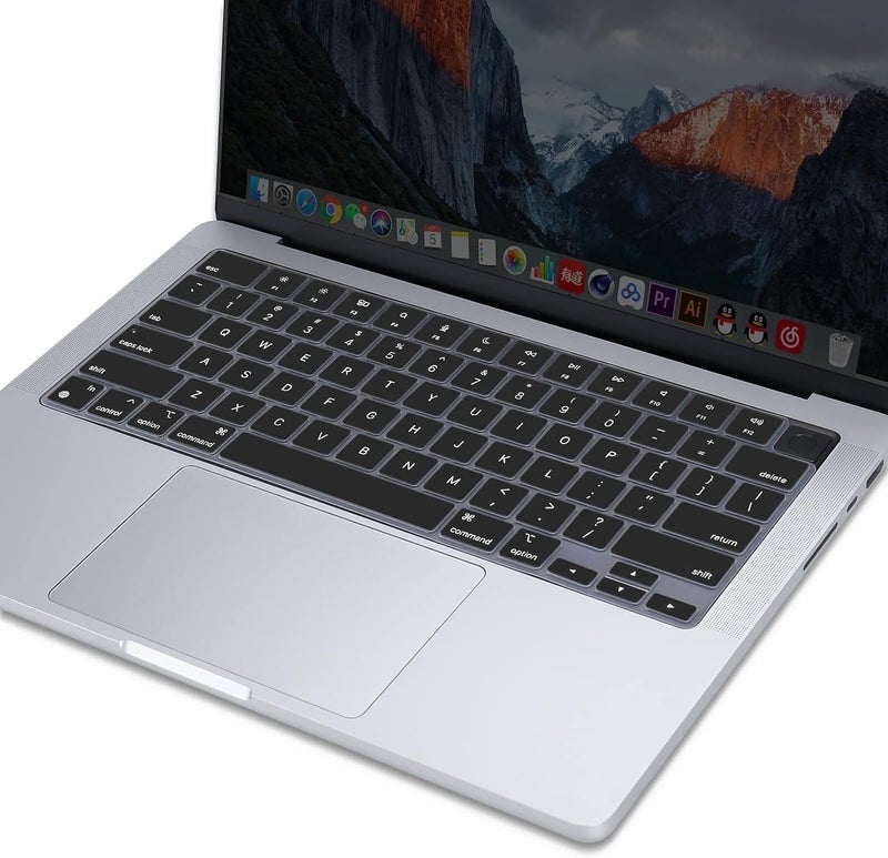 Oaky Keyboard Protector for 2021-2024 Release MacBook Air 13.6 inch [A3113 A2681 M2/M3] & MacBook Air 15.3 inch [A3114 A2941 M2/M3] Keyboard Skin Cover - Silicon Black - Image 4