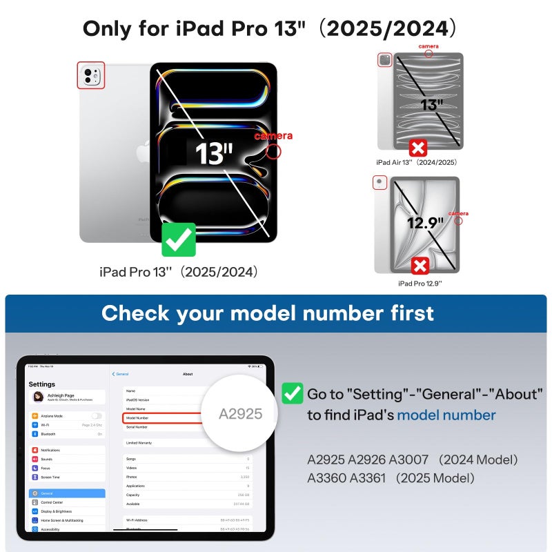 SPARIN 2+2 Pack Screen Protector for iPad Pro 13 inch M5/M4 (2025/2024-8th 7th generation)+ Camera Lens Protector, Tempered Glass with Alignment Frame/Case Friendly/Apple Pencil Pro support - Image 2