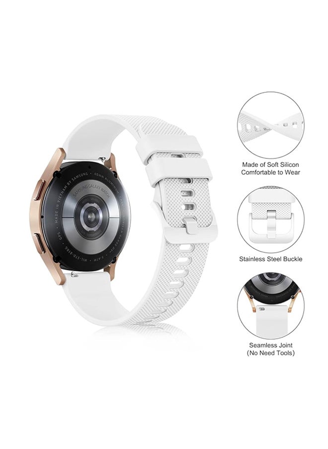 O Ozone 20mm Silicone Bands For Samsung Galaxy Watch 7 6 5 4 FE 40mm 44mm 45mm/Galaxy Watch 6 4 Classic 43mm 47mm 42mm 46mm  Strap with Metal Buckle- White  - Image 2