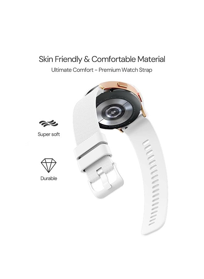 O Ozone 20mm Silicone Bands For Samsung Galaxy Watch 7 6 5 4 FE 40mm 44mm 45mm/Galaxy Watch 6 4 Classic 43mm 47mm 42mm 46mm  Strap with Metal Buckle- White  - Image 3