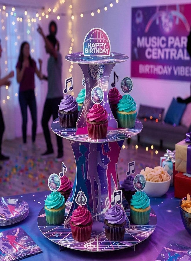 XCX Kpop Singer Birthday Cupcake Stand, 3 Tier Korean Pop Singer Happy Birthday Party Cupcake Rack Tower Table Decoration Musical Fan Theme Dessert Tray Holder Dessert Stand for Girls - Image 5
