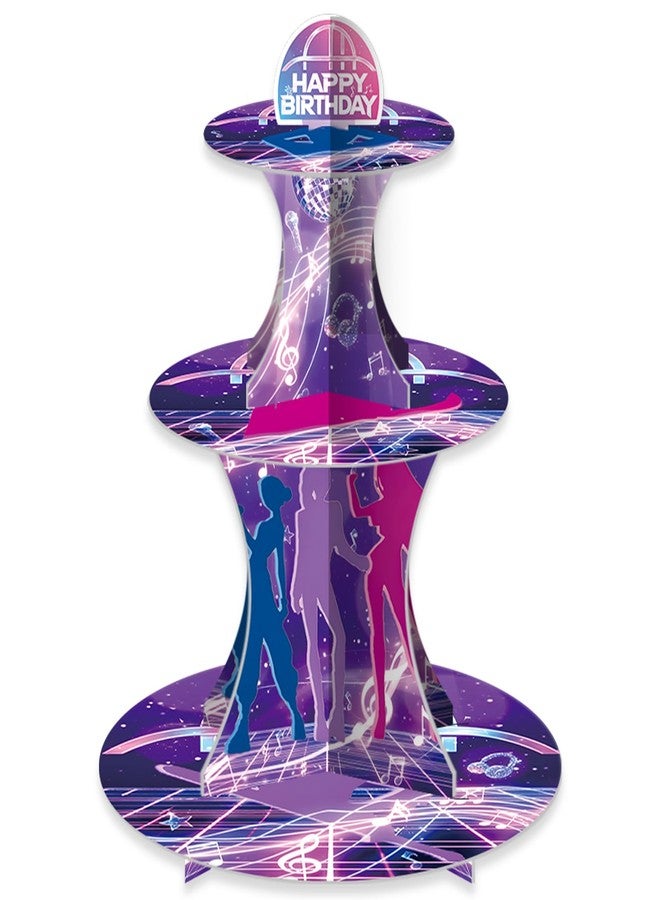 XCX Kpop Singer Birthday Cupcake Stand, 3 Tier Korean Pop Singer Happy Birthday Party Cupcake Rack Tower Table Decoration Musical Fan Theme Dessert Tray Holder Dessert Stand for Girls - Image 1