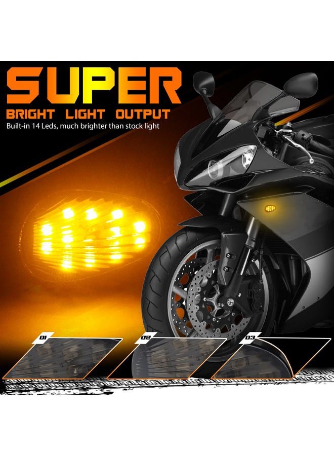QUASCO Flush Mount Motorcycle Turn Signals Smoked Lens led Blinkers Compatible with Yamaha YZF R1 R3 R6 R6S FJ 09 FZ MT 07 09, Amber - Image 2