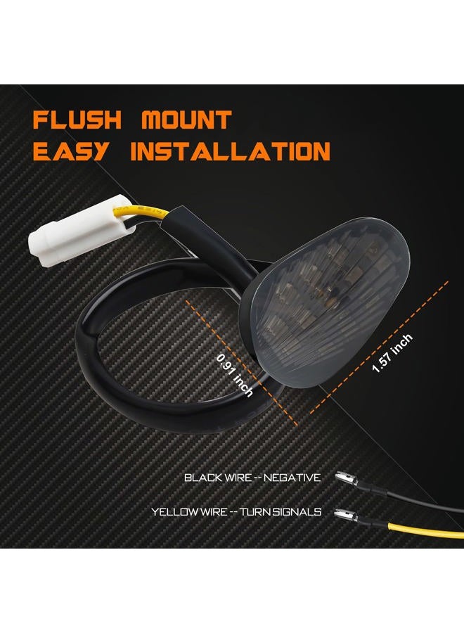 QUASCO Flush Mount Motorcycle Turn Signals Smoked Lens led Blinkers Compatible with Yamaha YZF R1 R3 R6 R6S FJ 09 FZ MT 07 09, Amber - Image 5