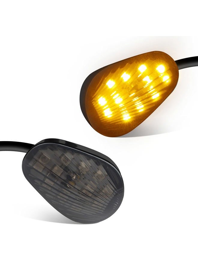 QUASCO Flush Mount Motorcycle Turn Signals Smoked Lens led Blinkers Compatible with Yamaha YZF R1 R3 R6 R6S FJ 09 FZ MT 07 09, Amber - Image 1