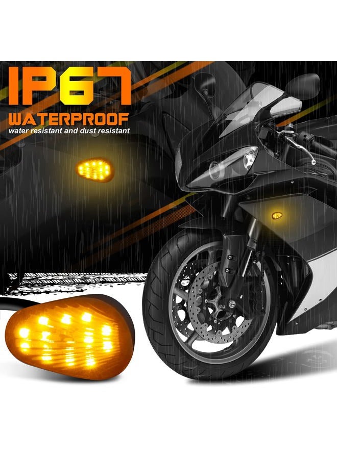 QUASCO Flush Mount Motorcycle Turn Signals Smoked Lens led Blinkers Compatible with Yamaha YZF R1 R3 R6 R6S FJ 09 FZ MT 07 09, Amber - Image 4