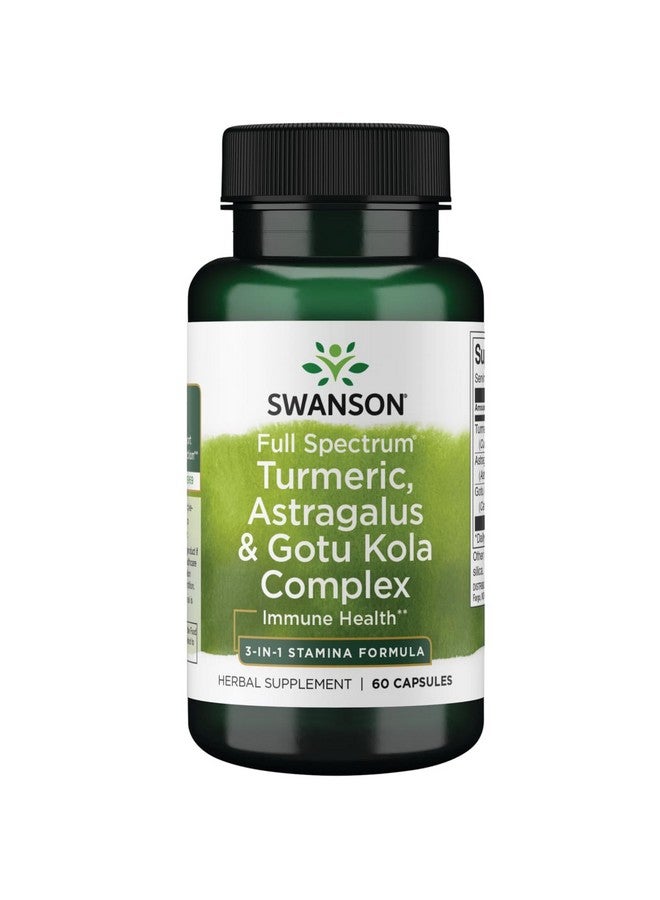 Swanson Full Spectrum Turmeric Astragalus & Gotu Kola Complex 60 Capsules - Image 1