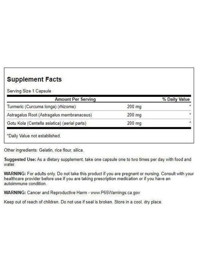 Swanson Full Spectrum Turmeric Astragalus & Gotu Kola Complex 60 Capsules - Image 2
