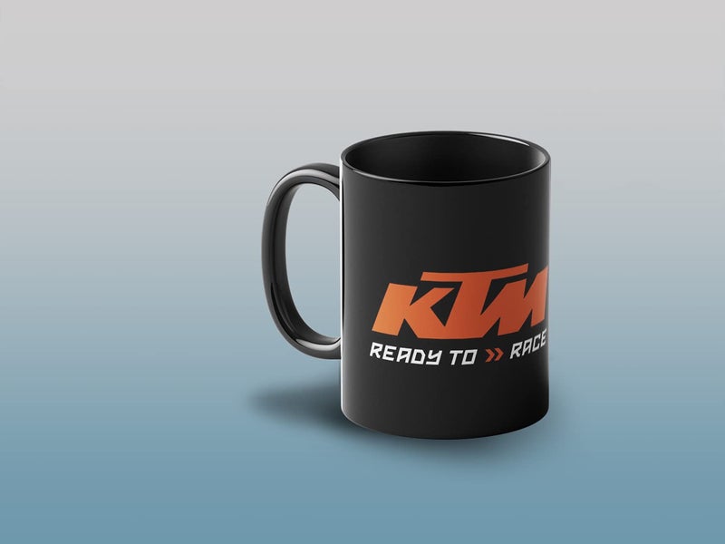 Lightning Hammerz فنجان قهوة لايتنينغ هامر KTM جاهز للسباق مطبوع لدراجات KTM هدايا للدراجين للأصدقاء 330 مل آمن للاستخدام في الميكروويف وغسالة الصحون - Image 2