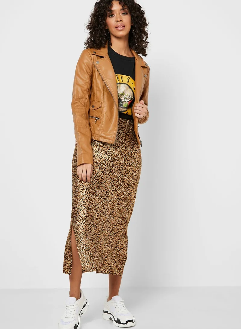 VERO MODA Single Breasted Leather Jacket