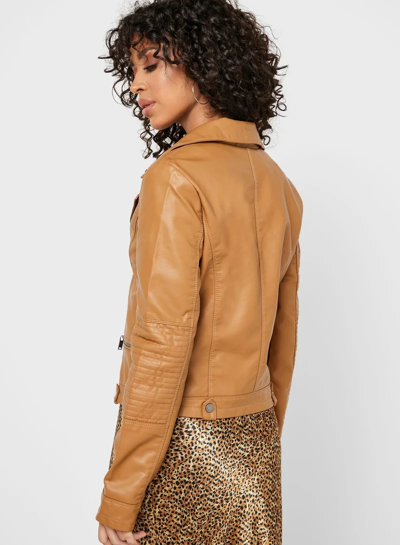 VERO MODA Single Breasted Leather Jacket