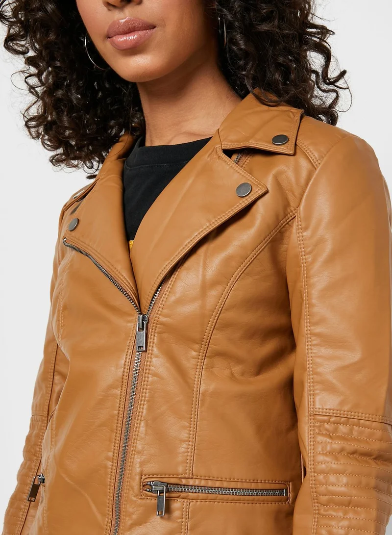 VERO MODA Single Breasted Leather Jacket