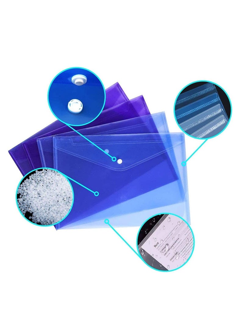 Excefore - A4 Plastic Wallets Folder, 12pcs Document Files Envelope Folders Pockets for Store Documents, Stationery, Letters and Game Cards - Image 1
