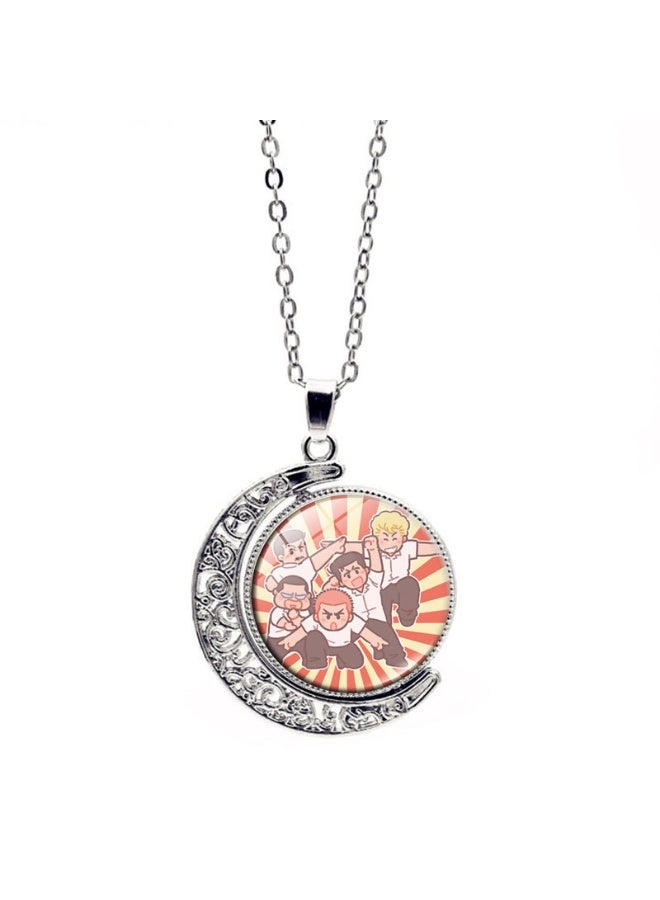 KUYING New Slam Dunk Double Sided Rotating Moon Pendant Necklace 