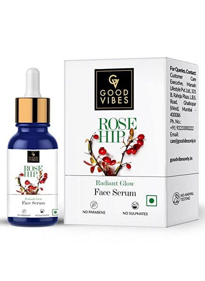Good Vibes Rose Hip Radiant Glow Face Serum 10 Ml Light Weight Non Greasy Moisturizing Anti Ageing Formula For All Skin Types Corrects Dark Spots Natural No Parabens & Sulphates No Animal Testing  - Image 2