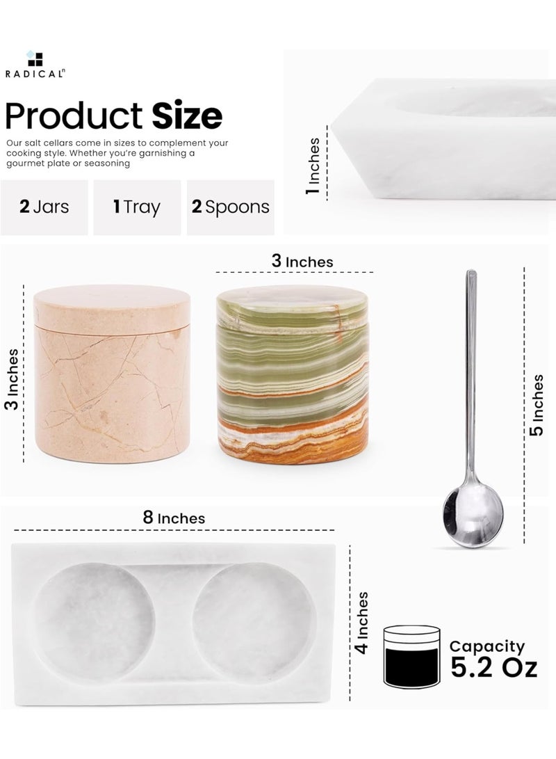 راديكالن قبو ملح فيرونا ورخام أخضر مع غطاء | طقم برطمانين للتوابل (٣ بوصات) لطاولة المطبخ - Image 3