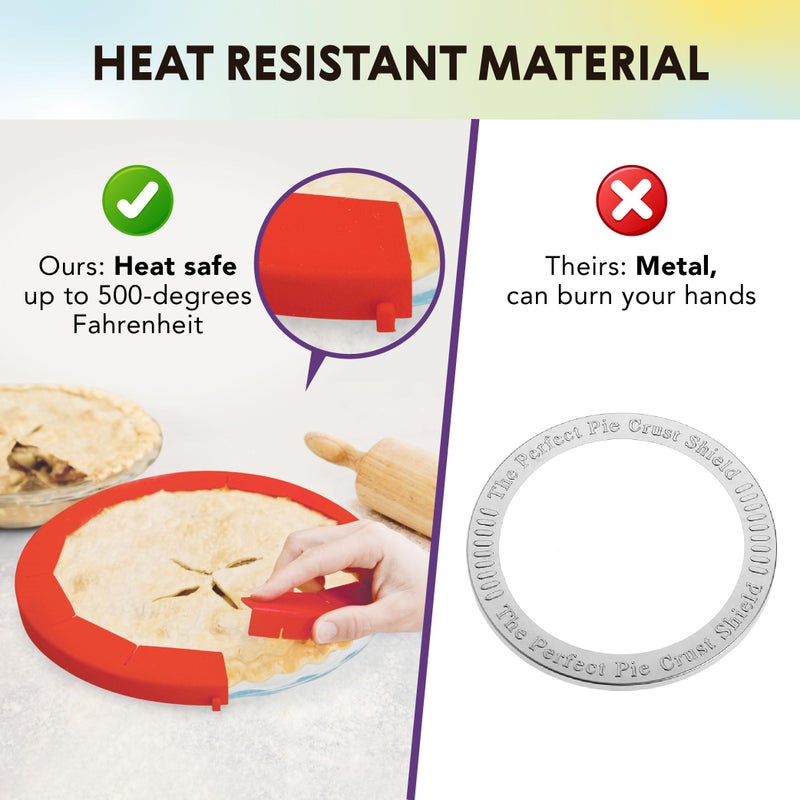Talisman Designs Baking Pie Crust Shield Protector Cover for Edges of Pie - 8-inch to 11.5-inch Adjustable Silicone Baking Accessory for Making the Perfect Pie | Set of 1 - Image 5