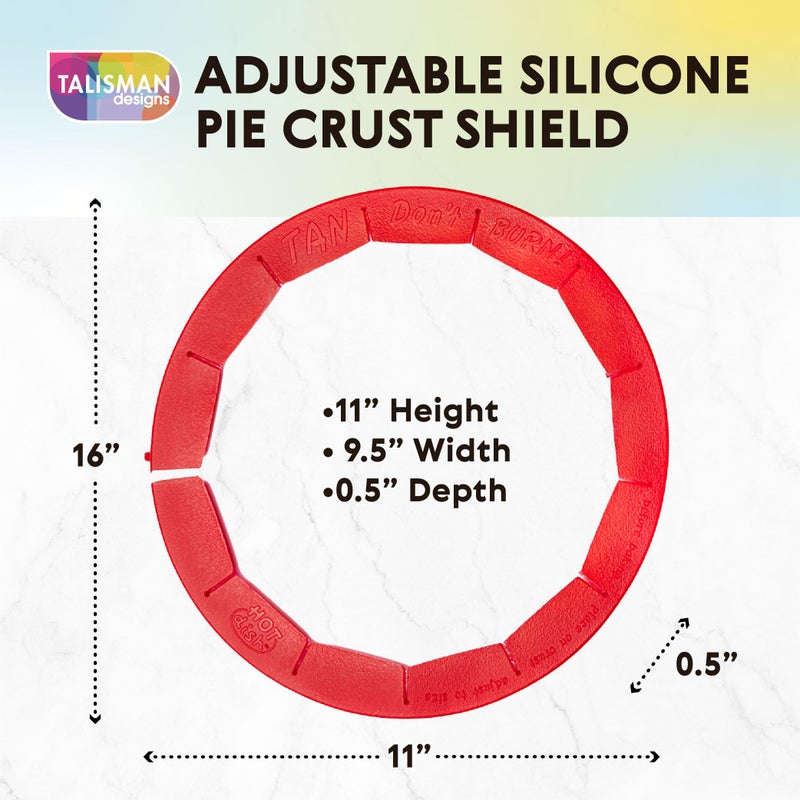 Talisman Designs Baking Pie Crust Shield Protector Cover for Edges of Pie - 8-inch to 11.5-inch Adjustable Silicone Baking Accessory for Making the Perfect Pie | Set of 1 - Image 3