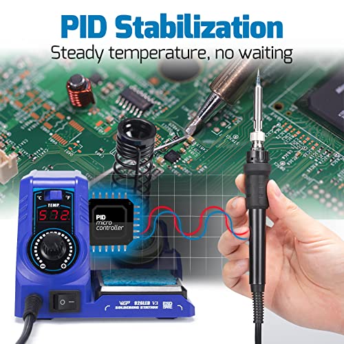 WEP 926LED V3 Soldering Station 130W MAX Soldering Iron Kit with Solder Wire, 5 Soldering Tips, Tweezers, Solder Sucker, Tip Cleaner, Temperature Control, Sleep Mode, C-F Conversion - Image 3