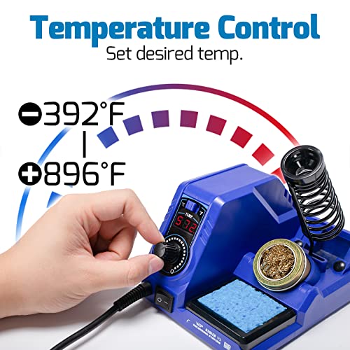 WEP 926LED V3 Soldering Station 130W MAX Soldering Iron Kit with Solder Wire, 5 Soldering Tips, Tweezers, Solder Sucker, Tip Cleaner, Temperature Control, Sleep Mode, C-F Conversion - Image 4