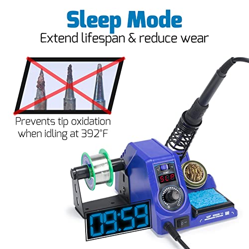 WEP 926LED V3 Soldering Station 130W MAX Soldering Iron Kit with Solder Wire, 5 Soldering Tips, Tweezers, Solder Sucker, Tip Cleaner, Temperature Control, Sleep Mode, C-F Conversion - Image 5