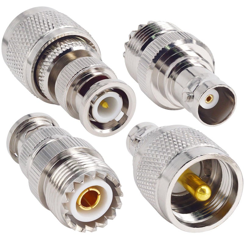 onelinkmore PL259 SO239 to BNC Adapter Kit Coaxial UHF to BNC RF Connector UHF Radios Adapter Set for Antennas Wireless LAN Devices Wi-Fi CB Radios External Antenna - Image 1