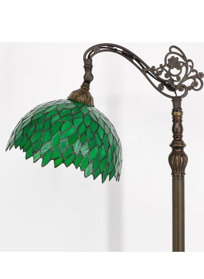 مصباح الطابق 64"Tall Green Wisteria Pole Industrial Vintage Boho Stained Glass Standing Corner Bright Reading Soft Light Arched Adjustable Arc-Living Room Kids Bedroom FarmHouse  - Image 2