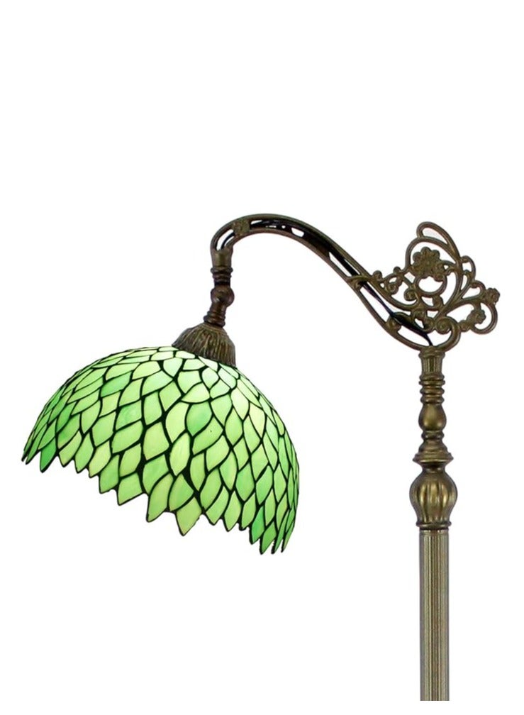 مصباح الطابق 64"Tall Green Wisteria Pole Industrial Vintage Boho Stained Glass Standing Corner Bright Reading Soft Light Arched Adjustable Arc-Living Room Kids Bedroom FarmHouse  - Image 1