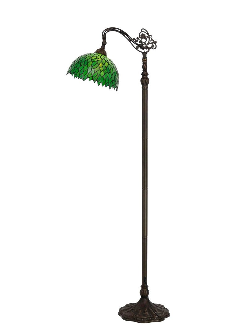 مصباح الطابق 64"Tall Green Wisteria Pole Industrial Vintage Boho Stained Glass Standing Corner Bright Reading Soft Light Arched Adjustable Arc-Living Room Kids Bedroom FarmHouse  - Image 3