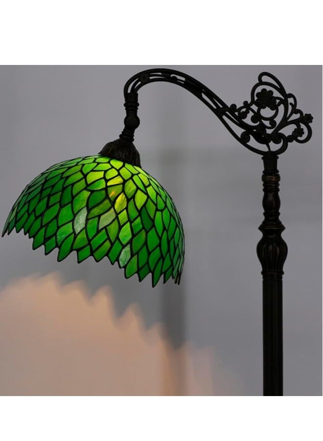 مصباح الطابق 64"Tall Green Wisteria Pole Industrial Vintage Boho Stained Glass Standing Corner Bright Reading Soft Light Arched Adjustable Arc-Living Room Kids Bedroom FarmHouse  - Image 4