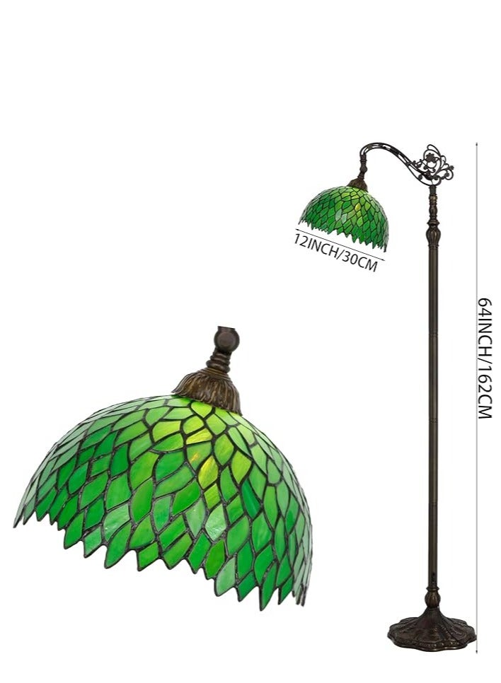 مصباح الطابق 64"Tall Green Wisteria Pole Industrial Vintage Boho Stained Glass Standing Corner Bright Reading Soft Light Arched Adjustable Arc-Living Room Kids Bedroom FarmHouse  - Image 5