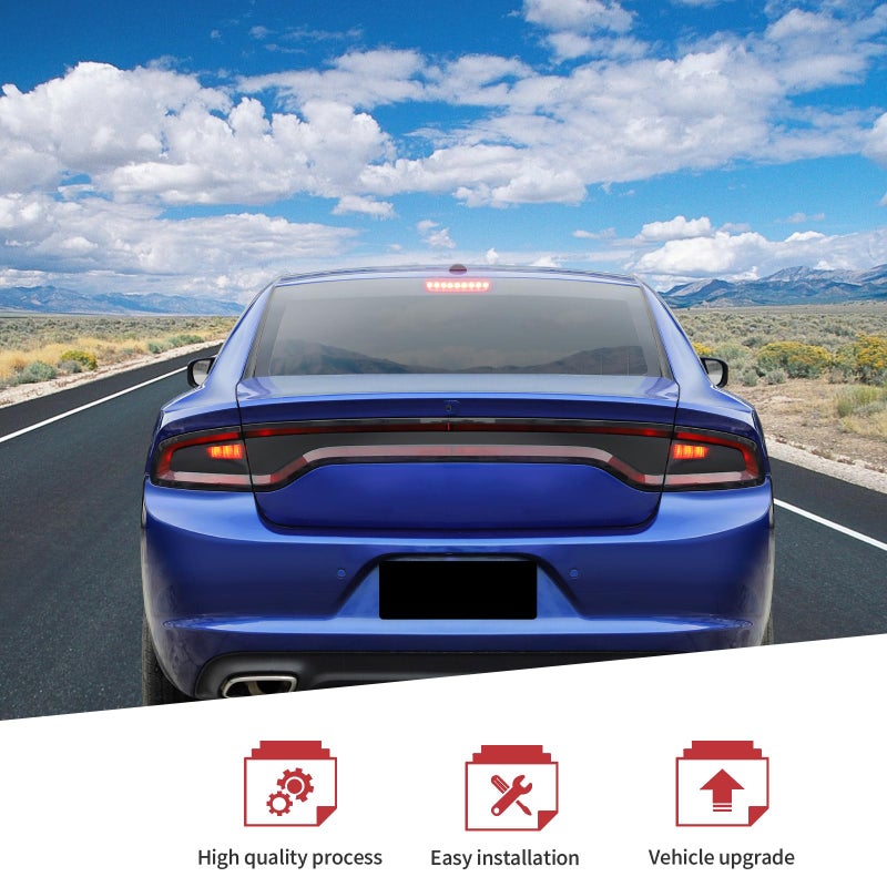 JeCar Tail Light Cover Smoked Tail Light Guard for 2015-2024 Dodge Charger Exterior Accessories - Image 2
