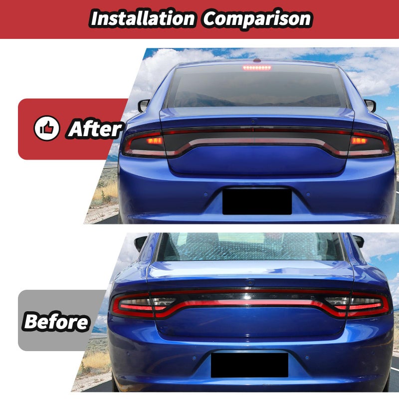 JeCar Tail Light Cover Smoked Tail Light Guard for 2015-2024 Dodge Charger Exterior Accessories - Image 3