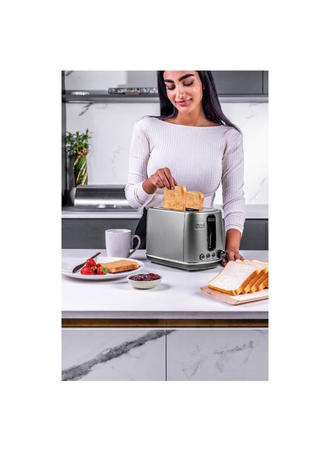 BLACK+DECKER 1050W 2-Slice Stainless Steel Toaster 21 x 18.4 x 31.9 cm 1050 W SSET225-B5 Silver/Black - Image 3