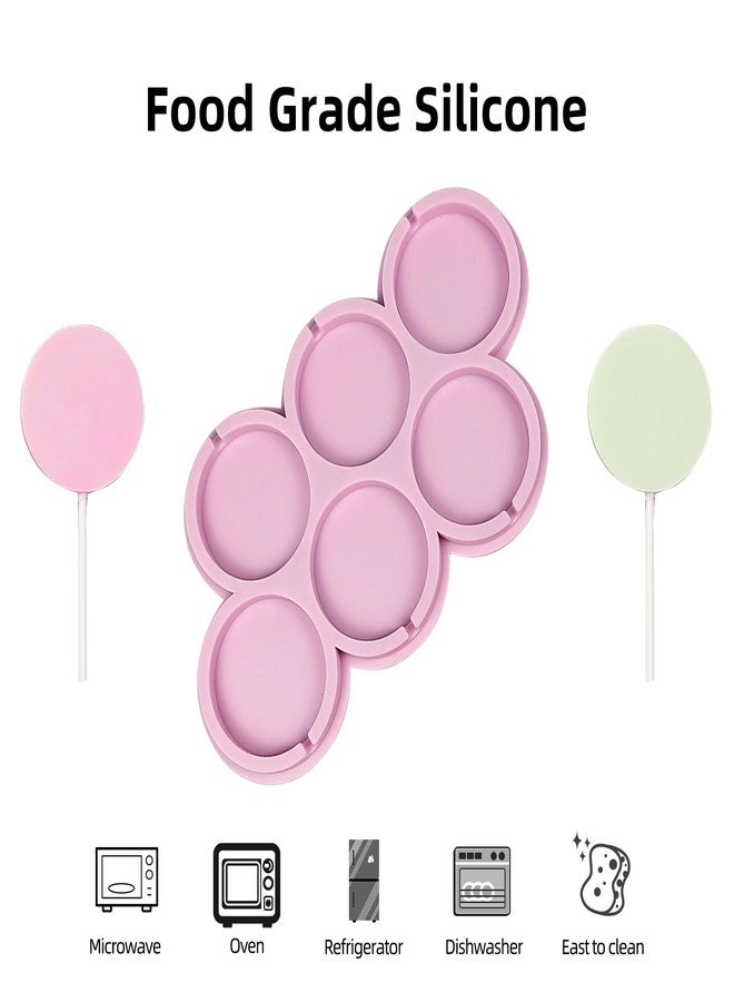 EDUEE Round Lollipop Molds 2 pcs Silicone Chocolate Lolly Mold 6 Cavity Round Shapes Lollipop Candy Molds with 25 Sticks - Image 3
